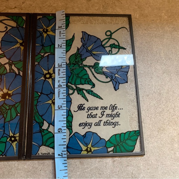Vtg Yorkcraft Seriglass 2 Panels - I Asked God For All Things Stained Glass - Picture 7 of 7